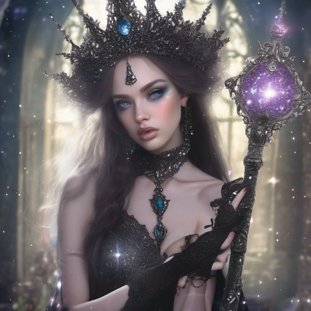 goth medieval fantasy art beauty grace magic sparkle staff glitter amazing awesome portrait 2