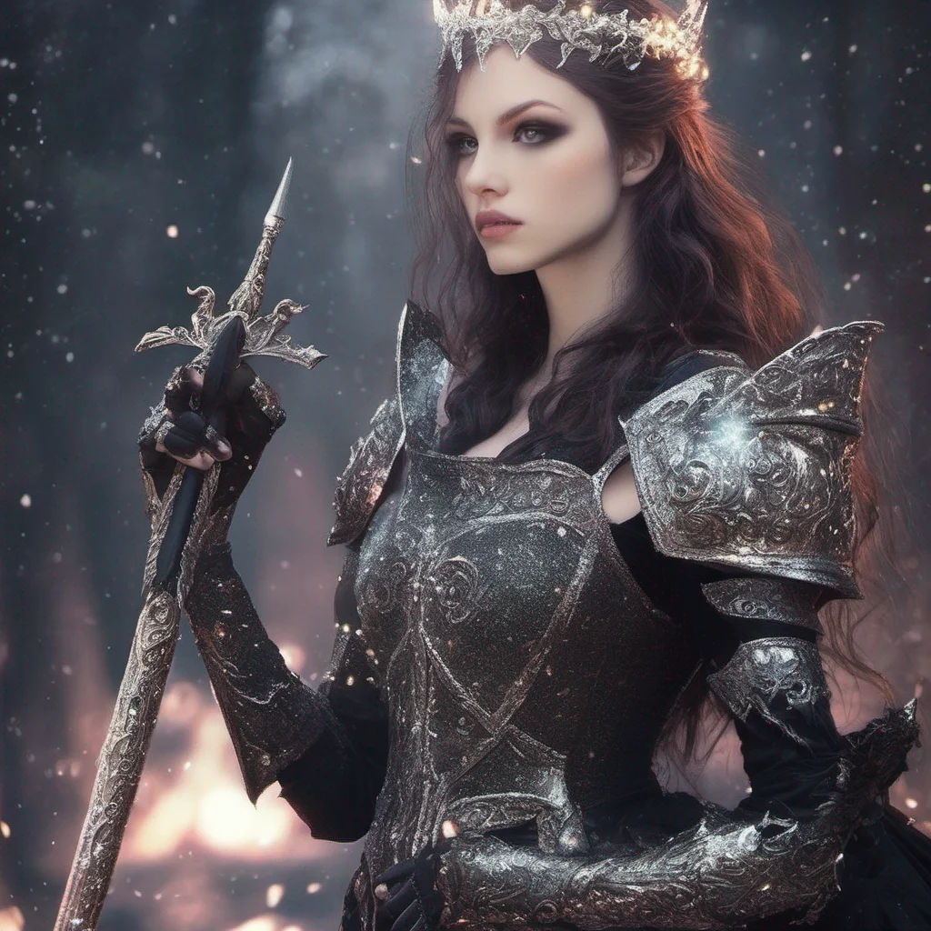 goth medieval fantasy art beauty grace magic sparkle staff weapon battle sword armor glitter