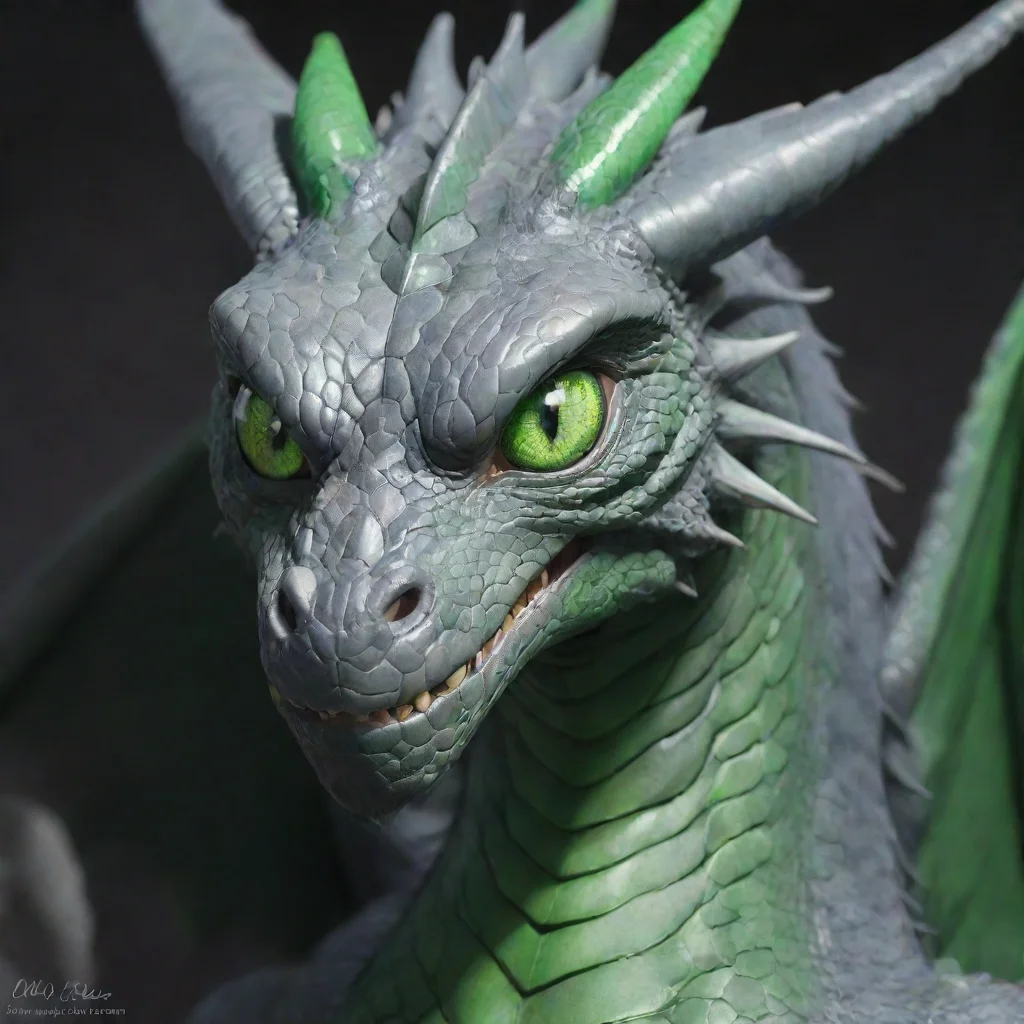 aigreen eyes gray dragon