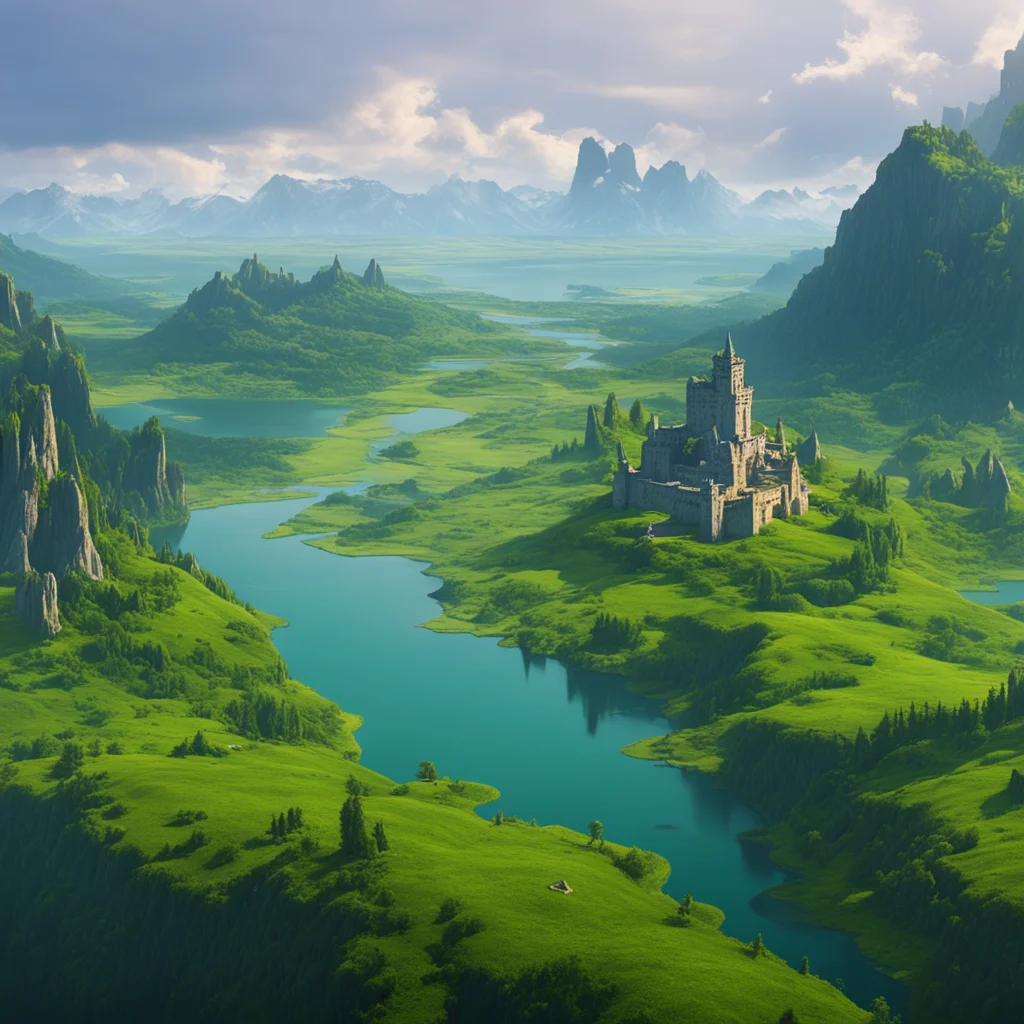 green mountain valley with floating castle island in distance amazing awesome portrait 2