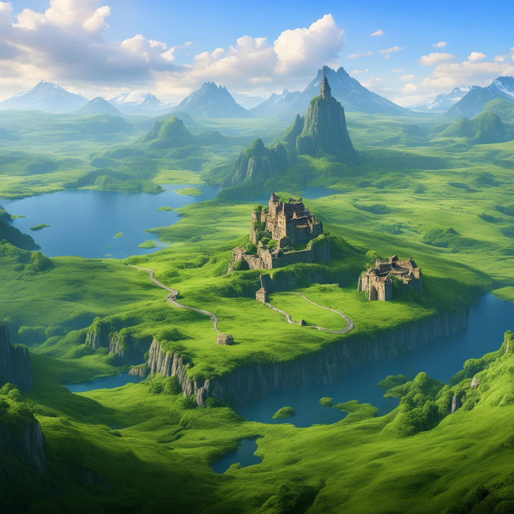 green mountain valley with floating castle island in distance good looking trending fantastic 1