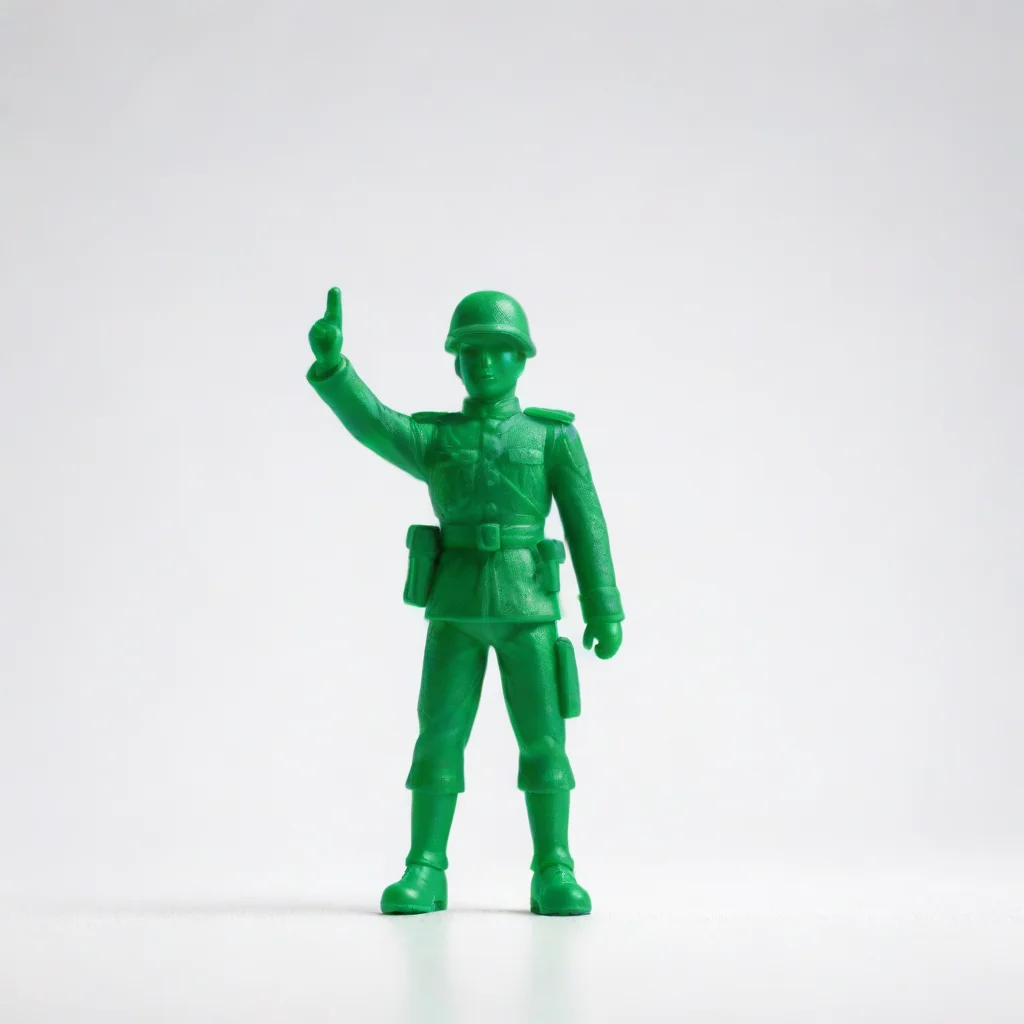 green toy soldier army man white background toy diffuse light full picture clean toy product