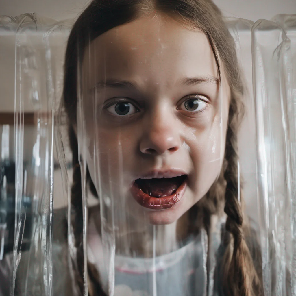 aigreta thunberg %2C transparent slime in her face and runs out of the mouth %2C bra %2C bedroom %2C looking into camera confident engaging wow artstation art 3