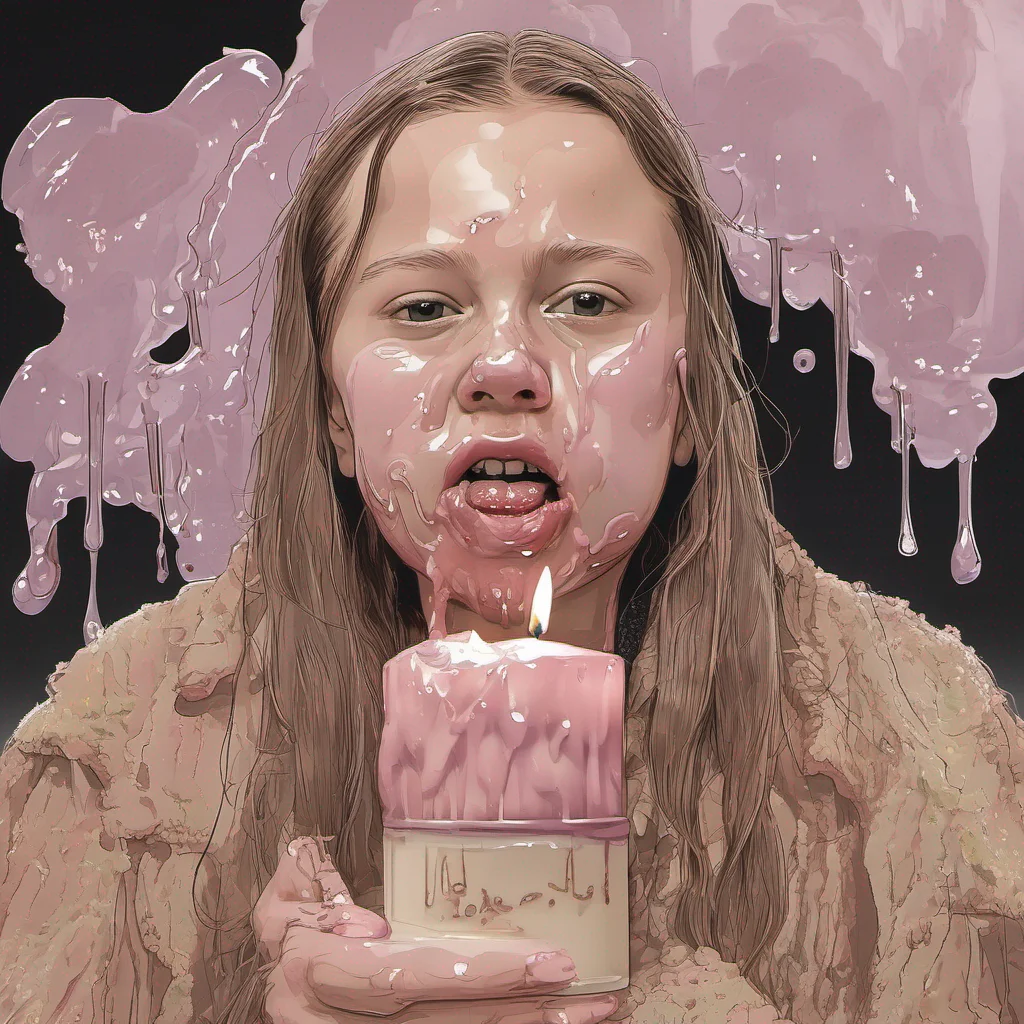 aigreta thunberg  candle in mouth %2C transparent slime in face amazing awesome portrait 2