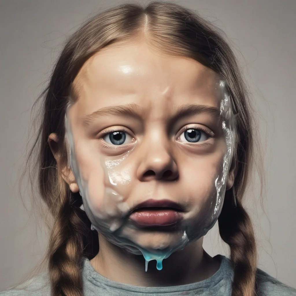aigreta thunberg  candle in mouth %2C transparent slime in face good looking trending fantastic 1