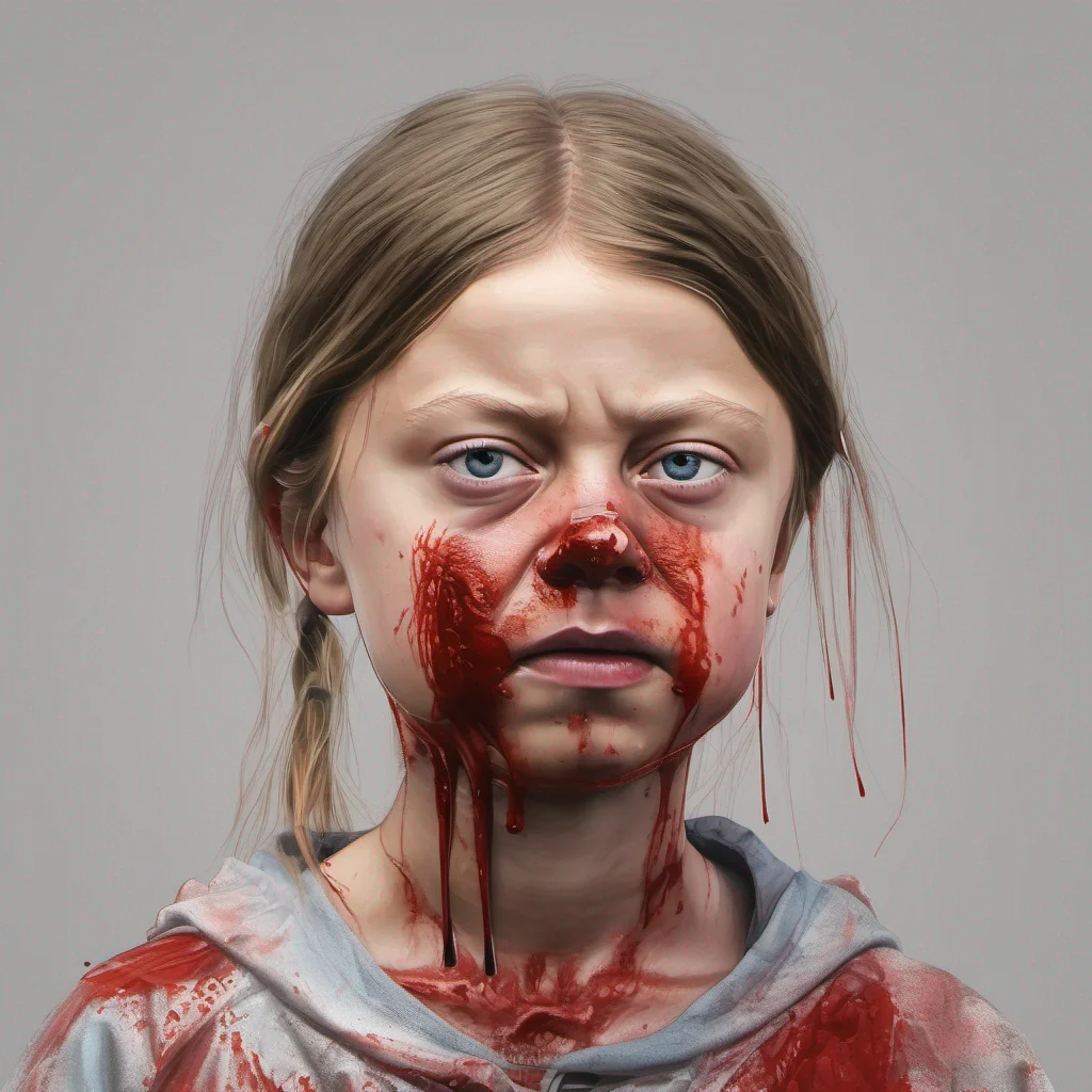 greta thunberg bloody nose %2C broken nose %2C high realistic photo good looking trending fantastic 1