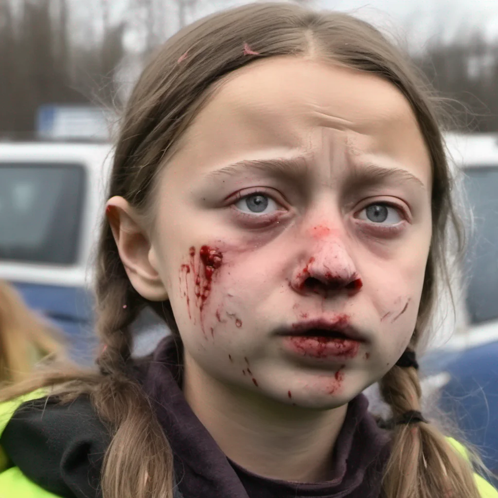 greta thunberg bloody nose %2C broken nose %2C photo %2C pain amazing awesome portrait 2