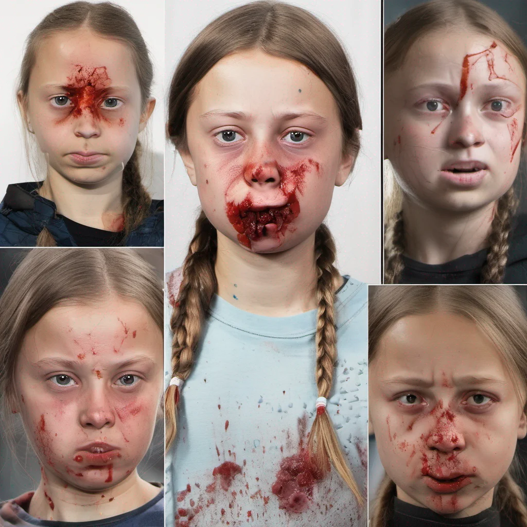 greta thunberg bloody nose %2C broken nose amazing awesome portrait 2