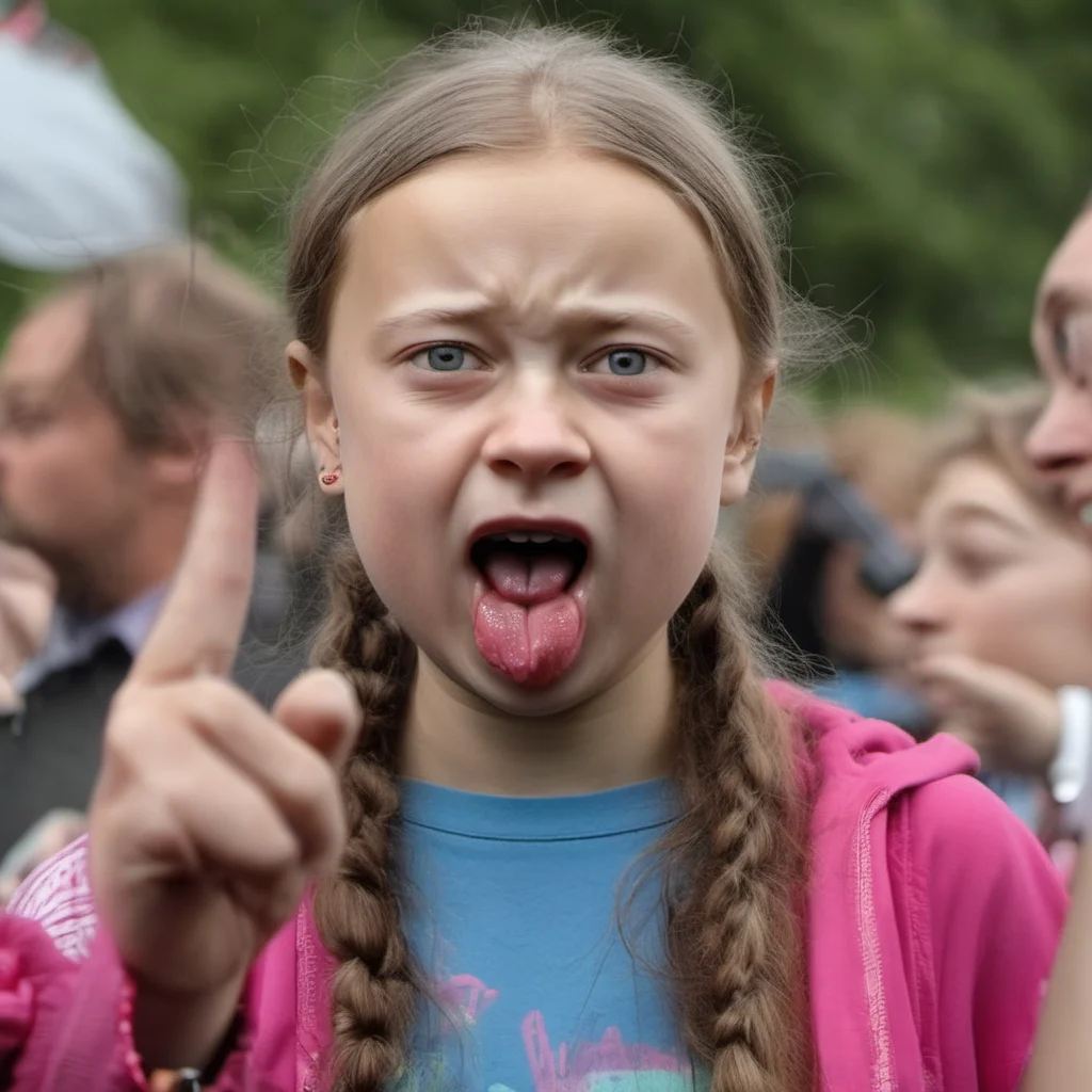 aigreta thunberg shows  her tongue %2C real foto confident engaging wow artstation art 3