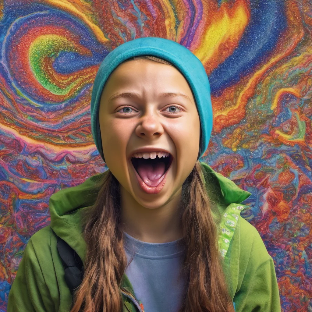 aigreta thunberg shows lsd trip on her tongue %2C real foto
