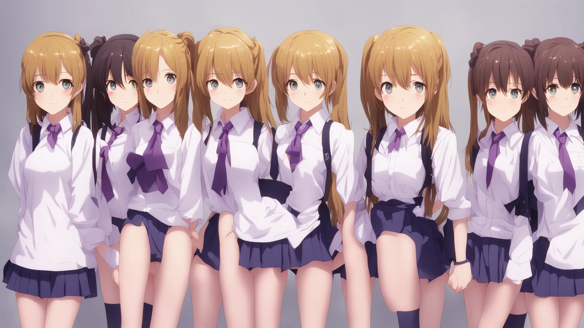 aigroup of anime school girls wide