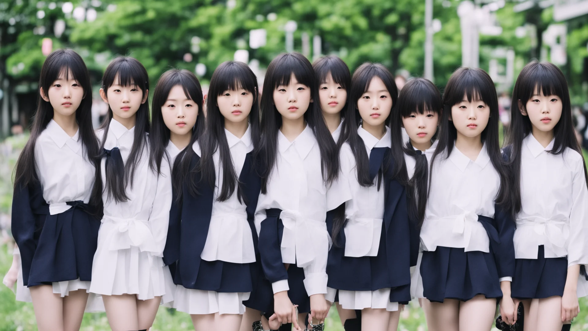 aigroup of japanese school girls  wide