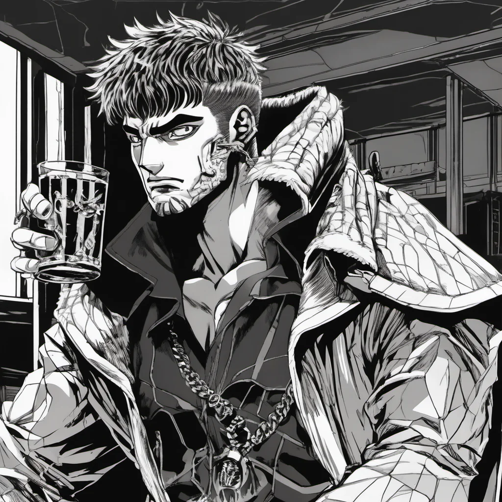 guts from berserk manga as a gangster with diamond grills drinking lean good looking trending fantastic 1