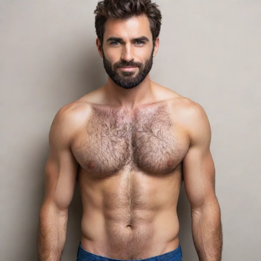 aihandsome man hairy chest