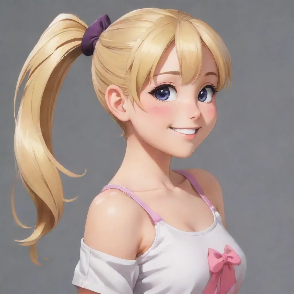 aihappy blonde anime girl with a ponytail