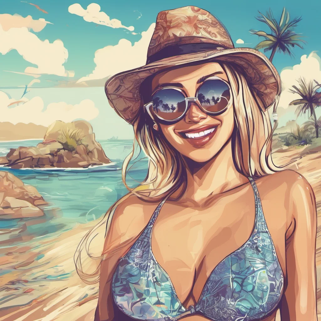 aihappy free travelling woman swimming beach bikini confident engaging wow artstation art 3