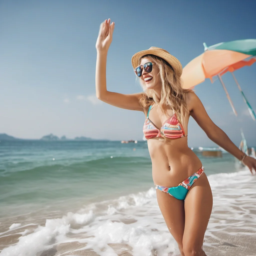 aihappy free travelling woman swimming beach bikini