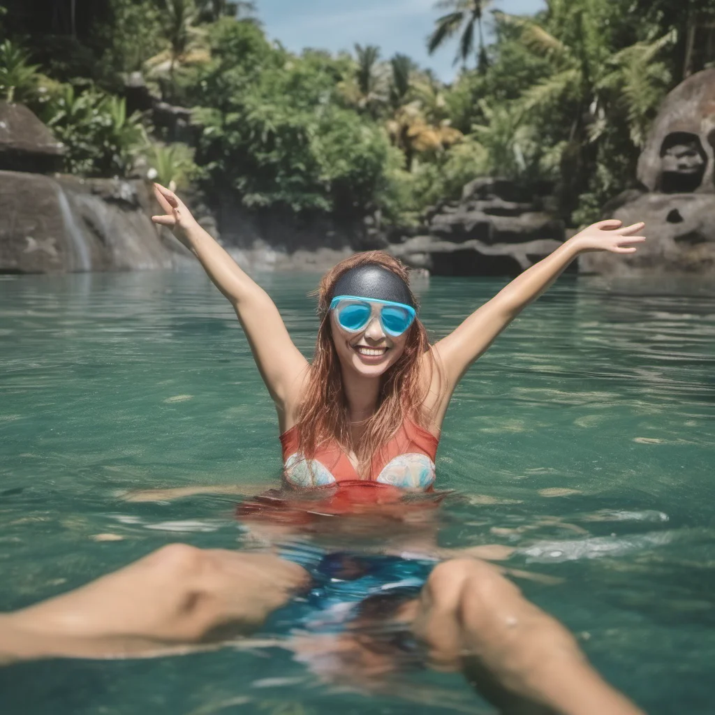 happy traveler woman realistic  swimming in bali   confident engaging wow artstation art 3