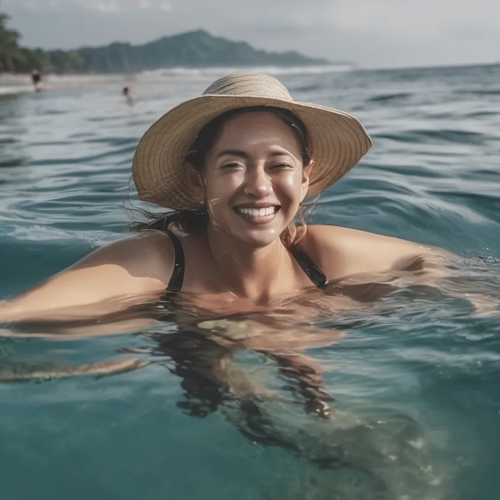 aihappy traveler woman realistic  swimming in bali  