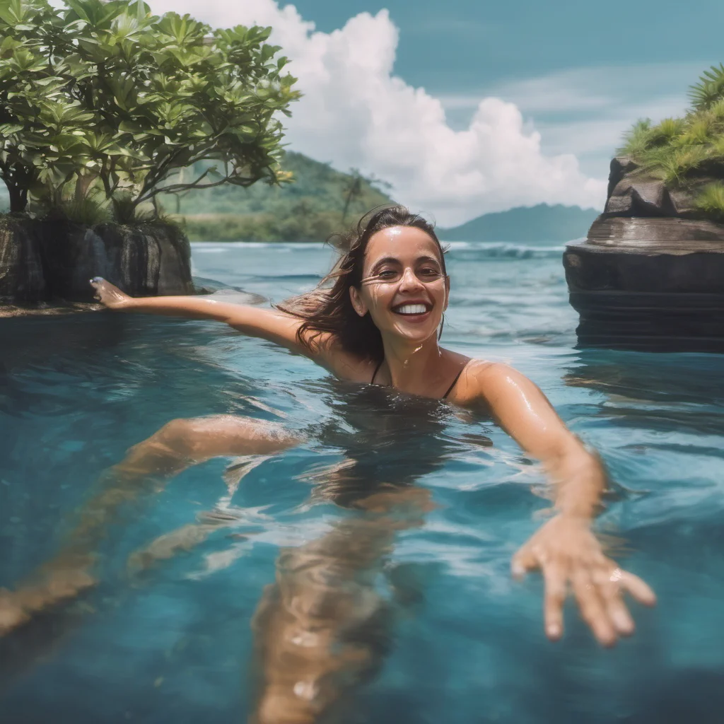 happy woman realistic  swimming in bali   amazing awesome portrait 2