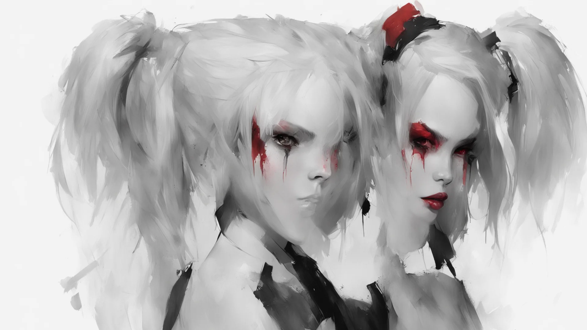 aiharley quinn portrait dangerous and beautiful character concept art face by wlop face symmetry style of krenz cushart ashley wood and charlie bowater and wide