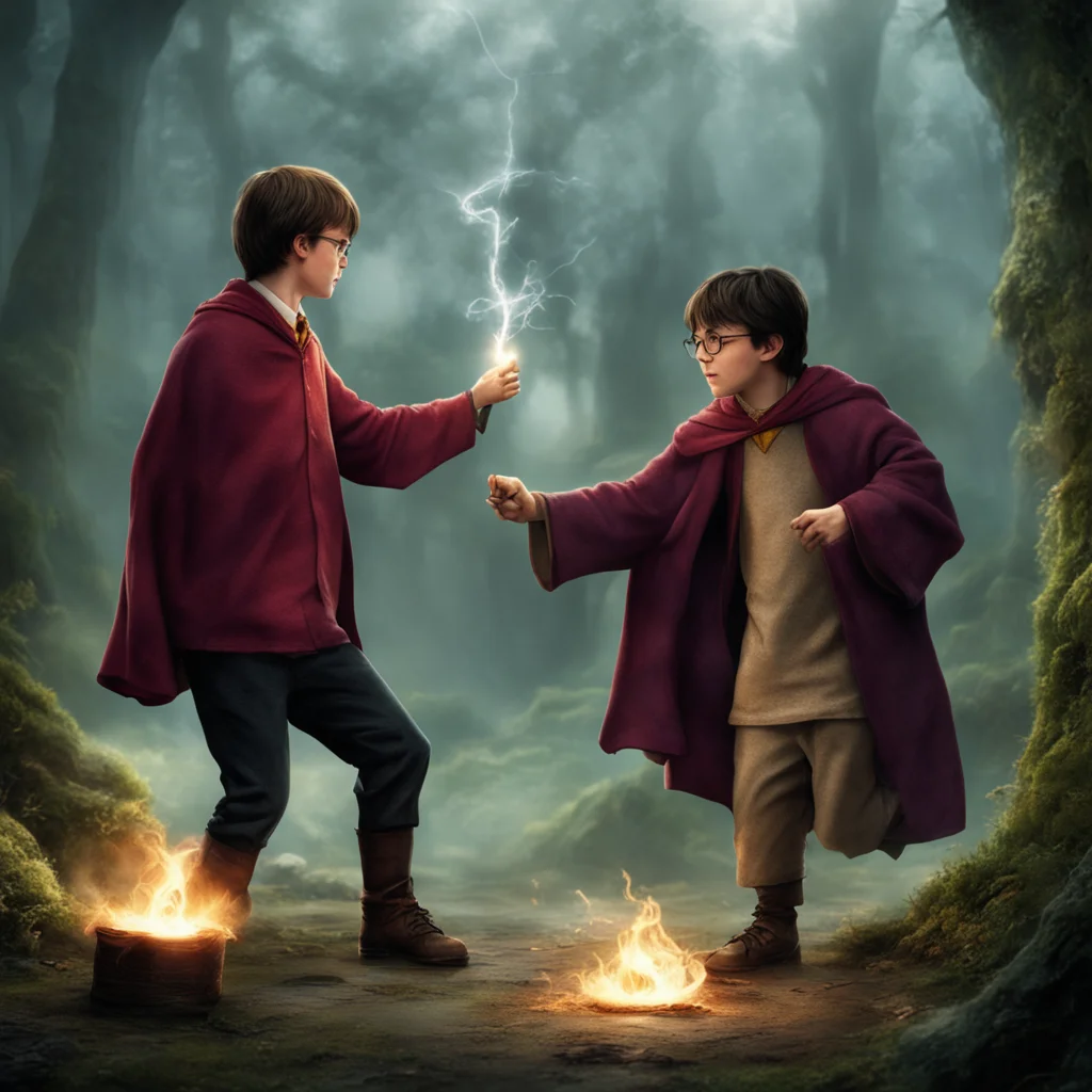 aiharry potter and hermuone casting a spell