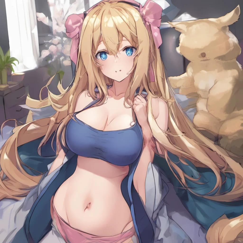 hentai anime  girl with cute face%2C huge tits%2C blond hair%2C blue eyes%2C big pink nipples lactating breast milk confident engaging wow artstation art 3
