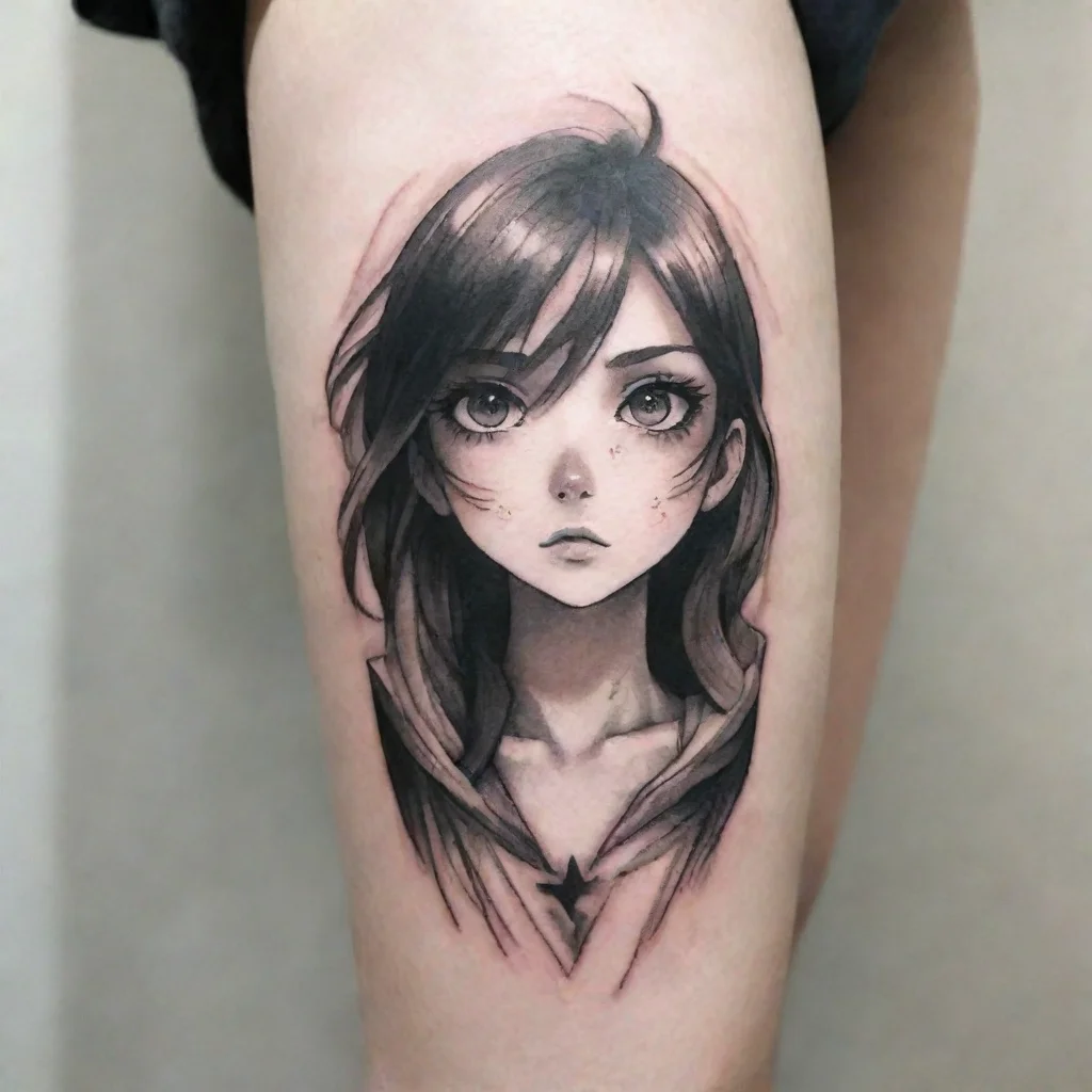 aiher anime fine line black and white tattoo