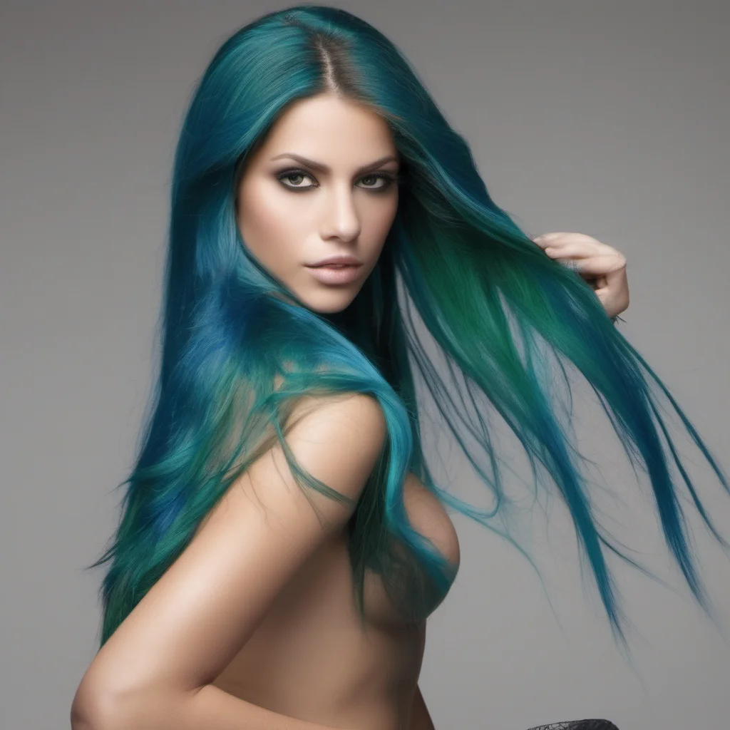 aihermosa%2C cabello azul%2C piel verde y grandes pechos