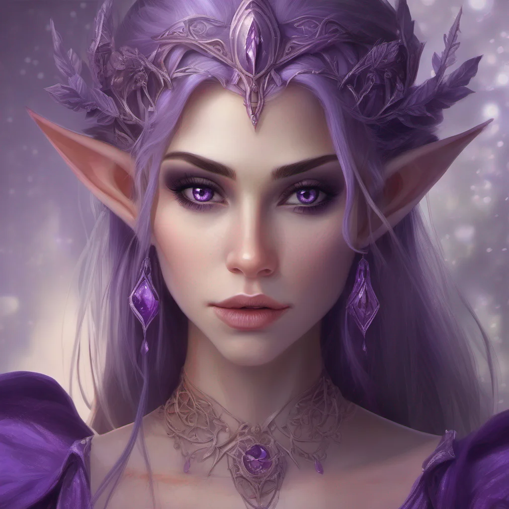 hig elf portrait fantasy female purple dress and purple eyes. good looking trending fantastic 1