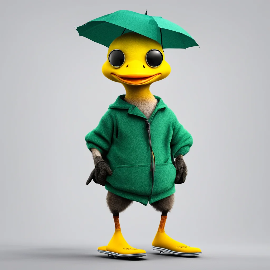 high definition skateboarding duck wearing sunglasses and carrying an umbrella confident engaging wow artstation art 3