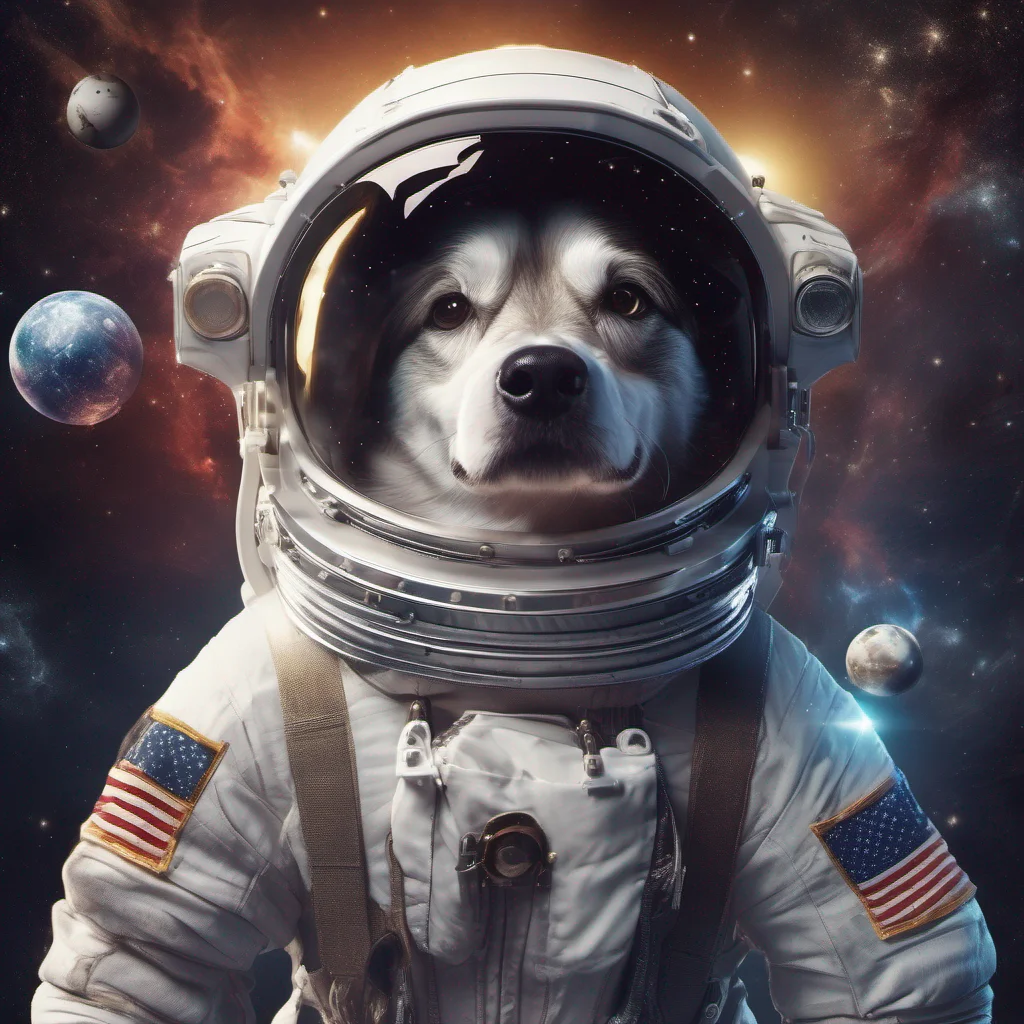 high detailed image of a dog in an astronaut suit hovering in space with planets stars include  lens flares moons and ultra realistic poster style image confident engaging wow artstation art 3