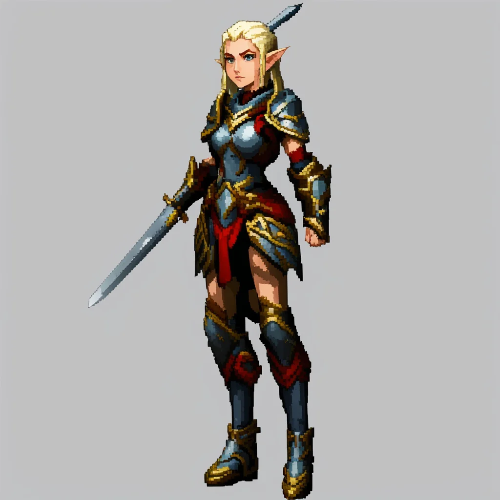 aihigh elf female warrior pixel confident engaging wow artstation art 3