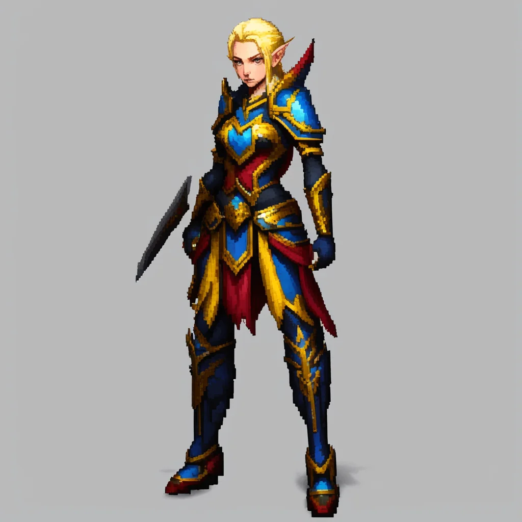 aihigh elf female warrior pixel