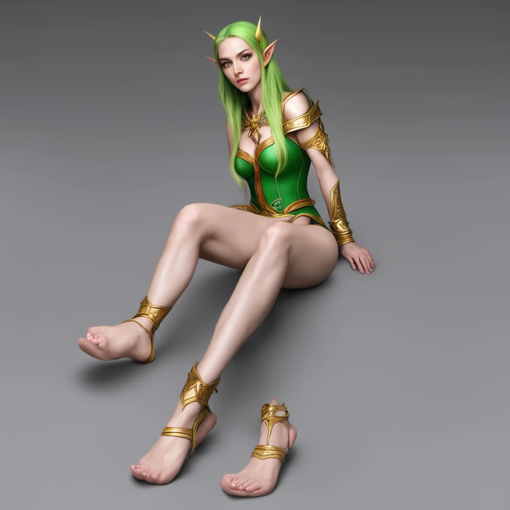 aihigh elf showing her soles confident engaging wow artstation art 3