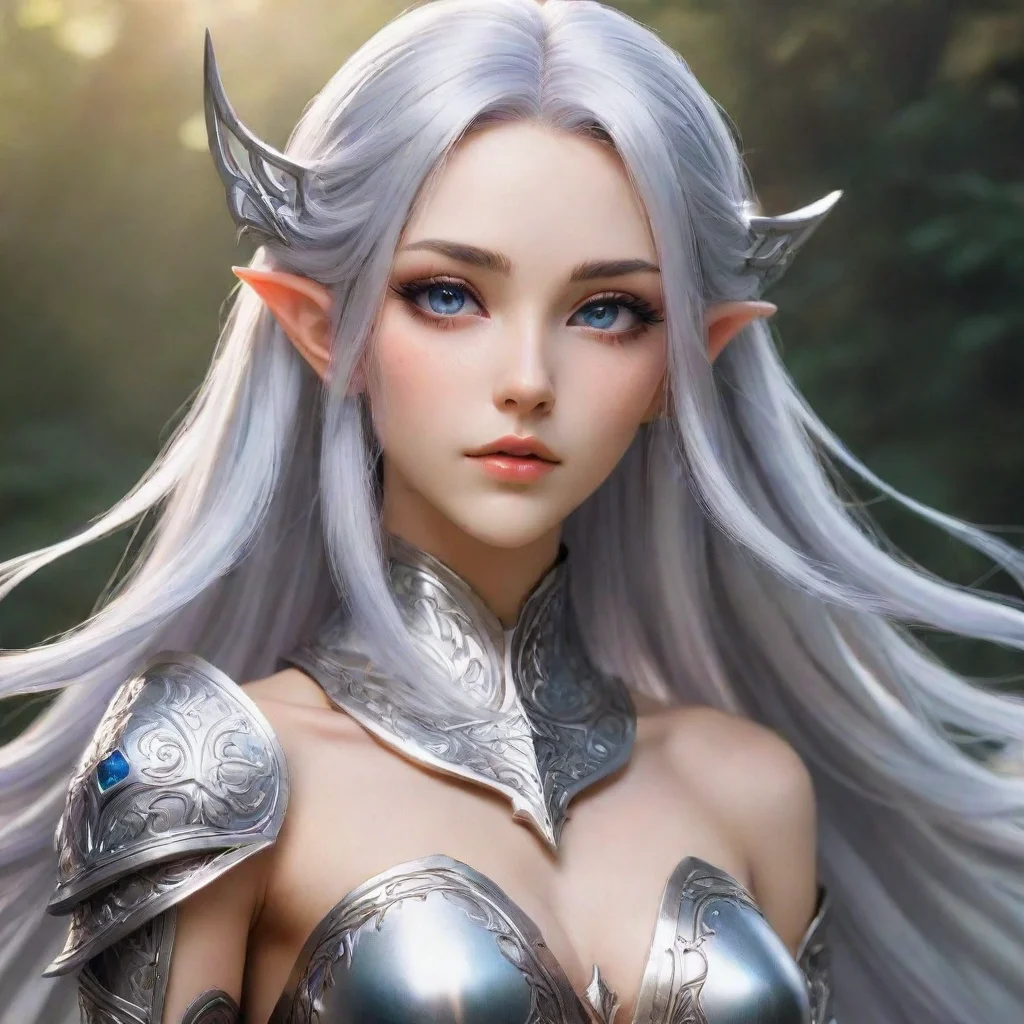 high elf with silver hair god feminine majestic fantasy anime warrior
