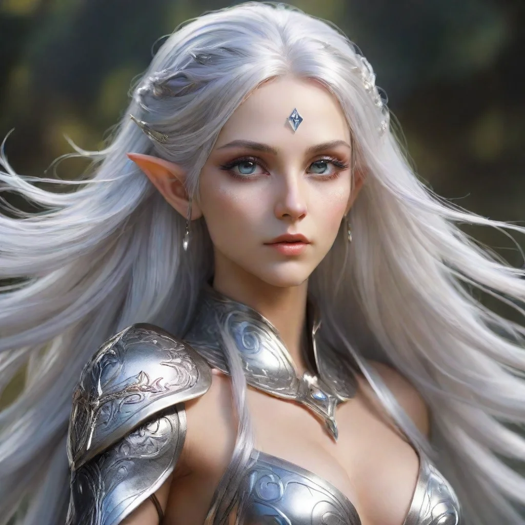 aihigh elf with silver hair god feminine majestic fantasy