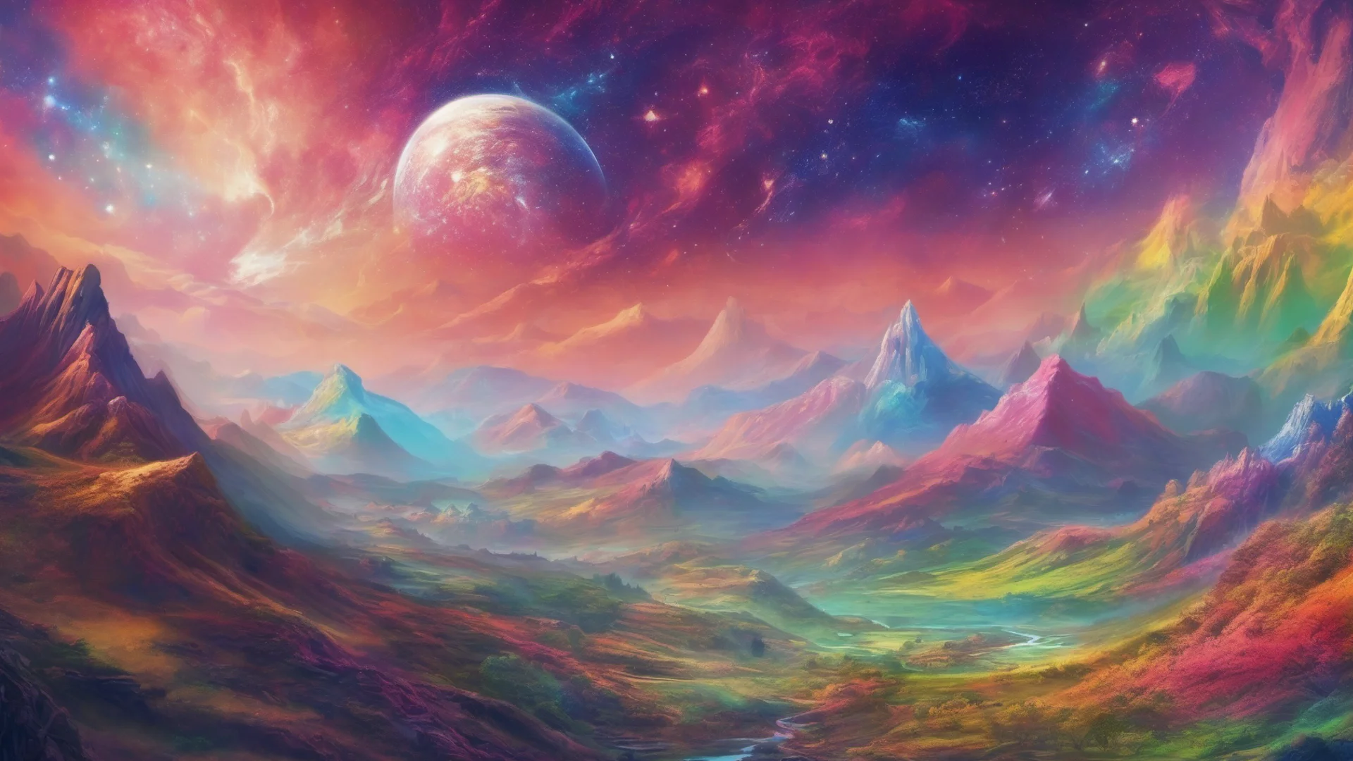 hills valleys colorful fantasy universes galaxy visible amazing awesome portrait 2 wide