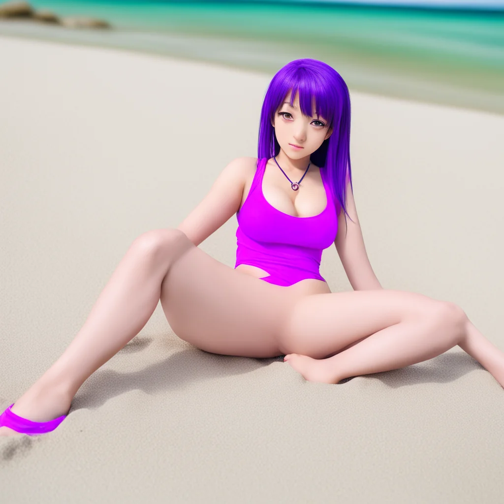 hinata hyuga laying down on beach in purple bikini confident engaging wow artstation art 3