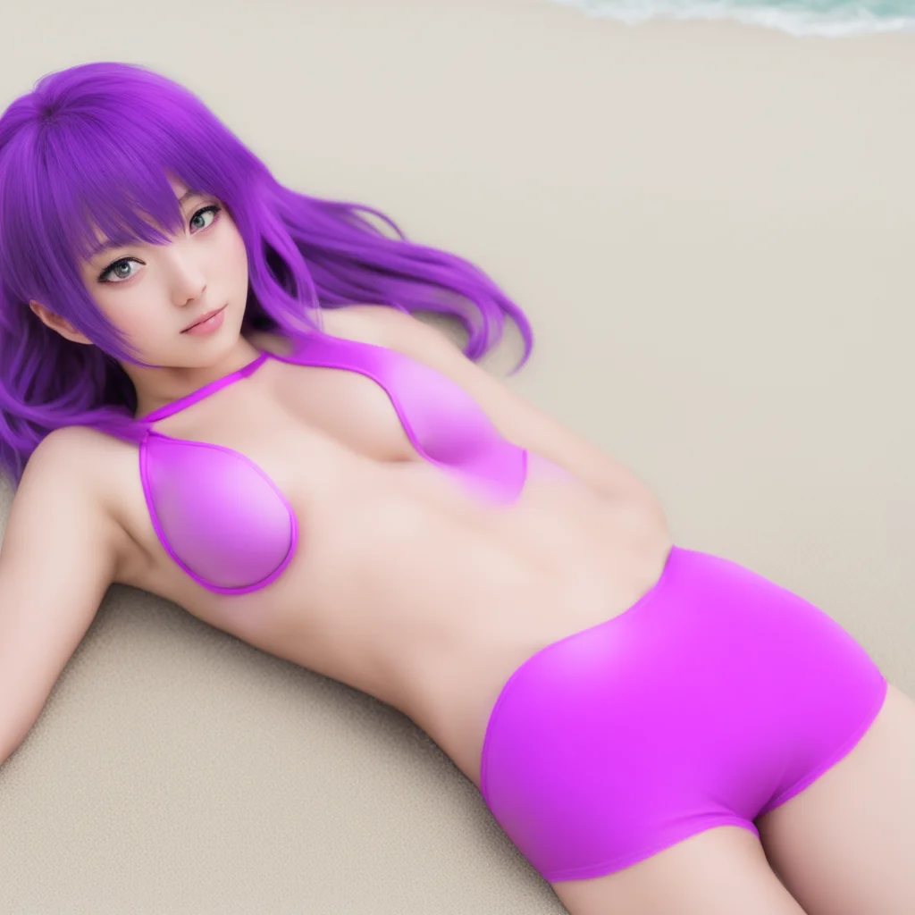hinata hyuga laying down on beach in purple bikini good looking trending fantastic 1