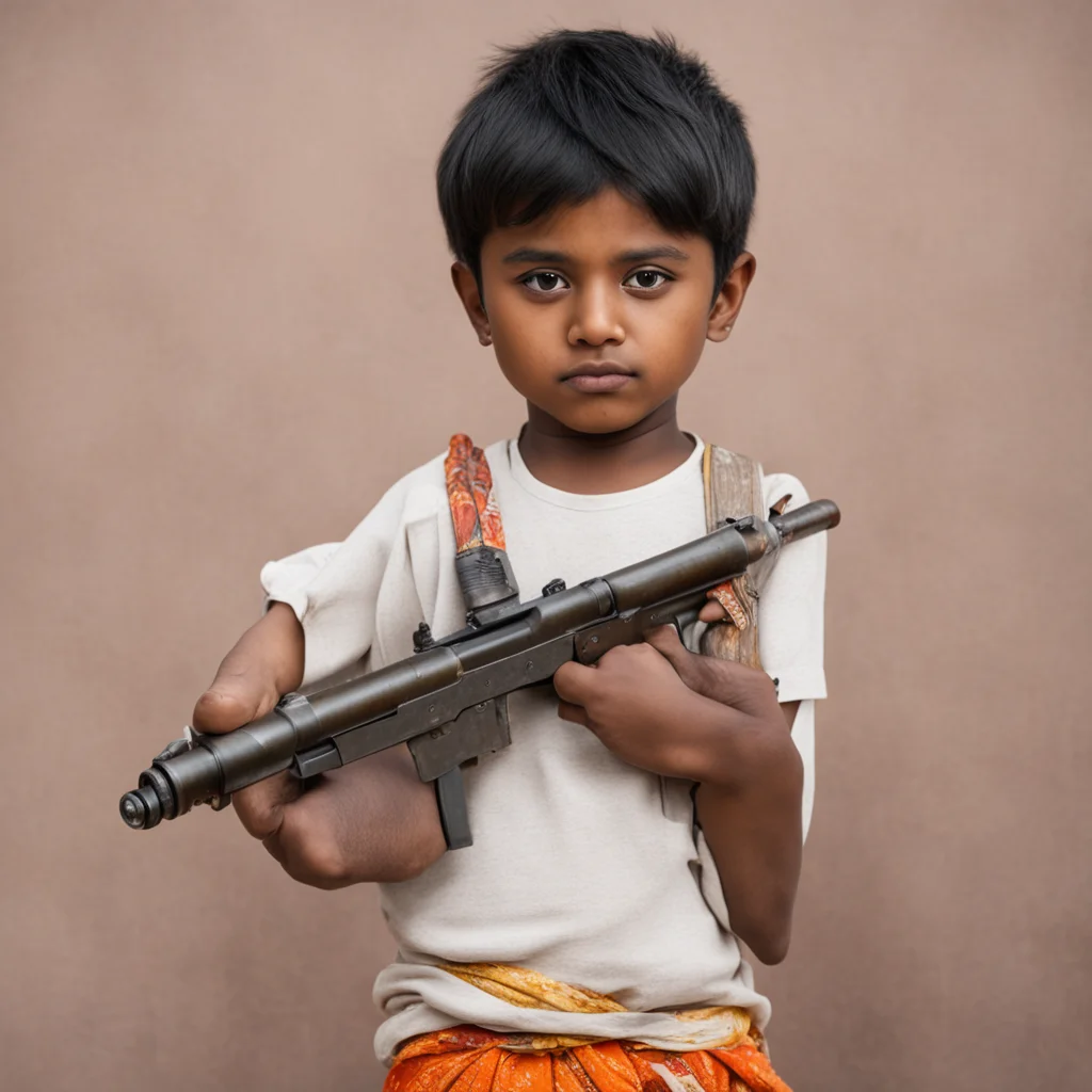 aihindu boy holding a ak47