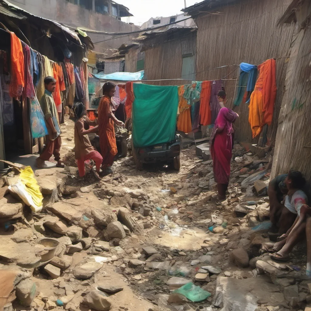aihome slums dheli people all around chaos muck poor community colorful amazing awesome portrait 2