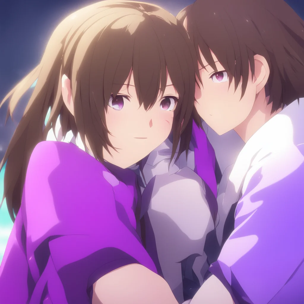 aihonkai blade and a girl with brown hair cuddling together