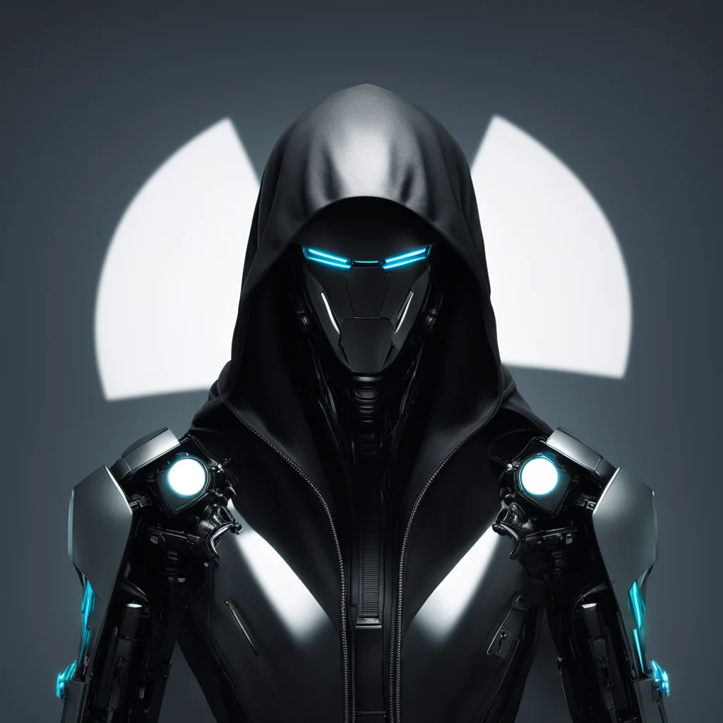 aihooded robot%2C shadowy%2C cyberpunk%2C mirrored shades