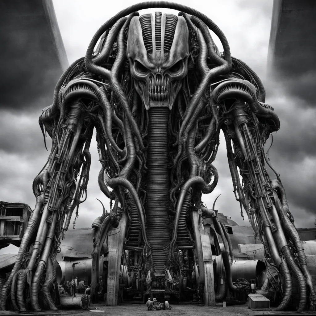 horrifying giger bio mechanical monster made with ww2 german aircrafts amazing awesome portrait 2