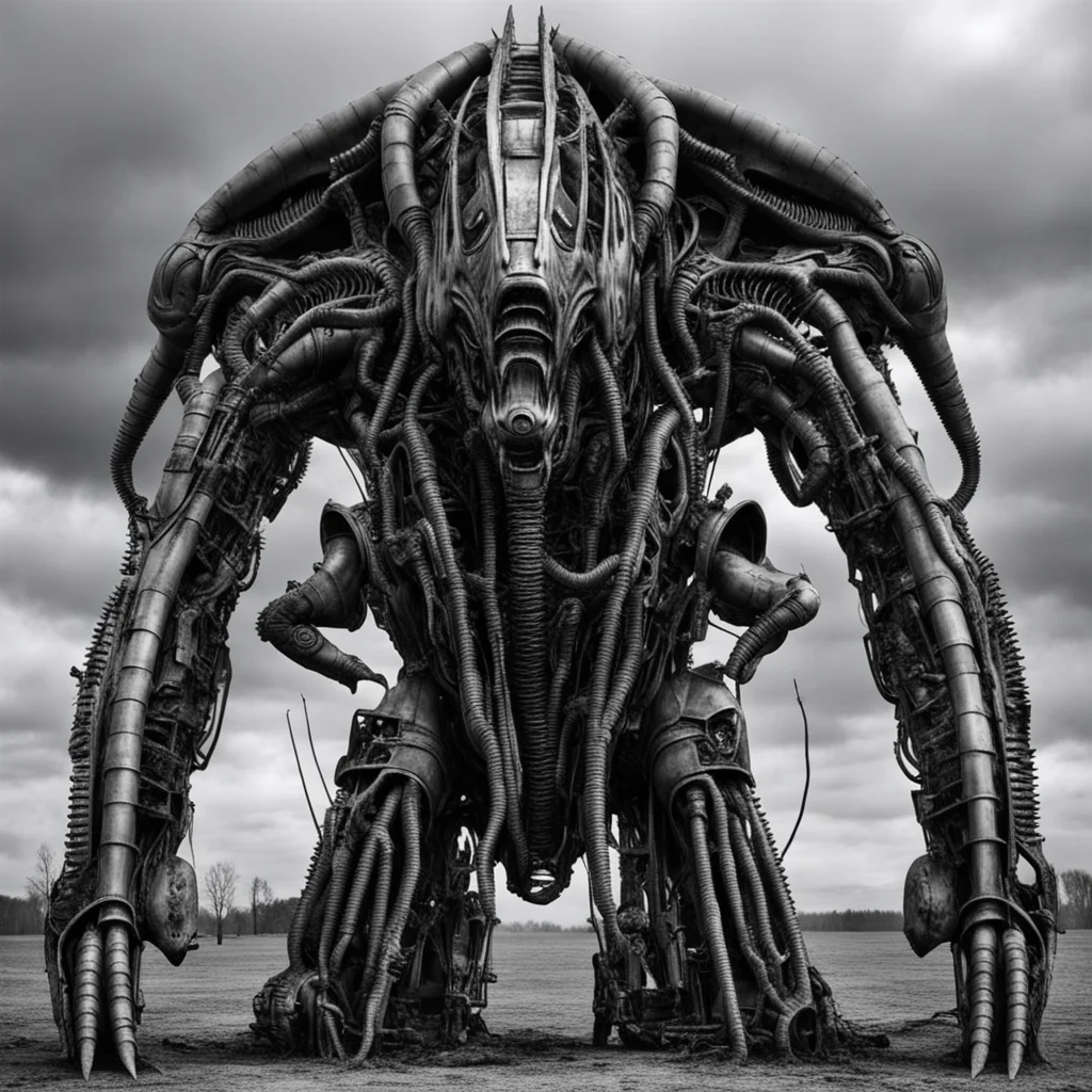 aihorrifying giger bio mechanical monster made with ww2 german aircrafts confident engaging wow artstation art 3
