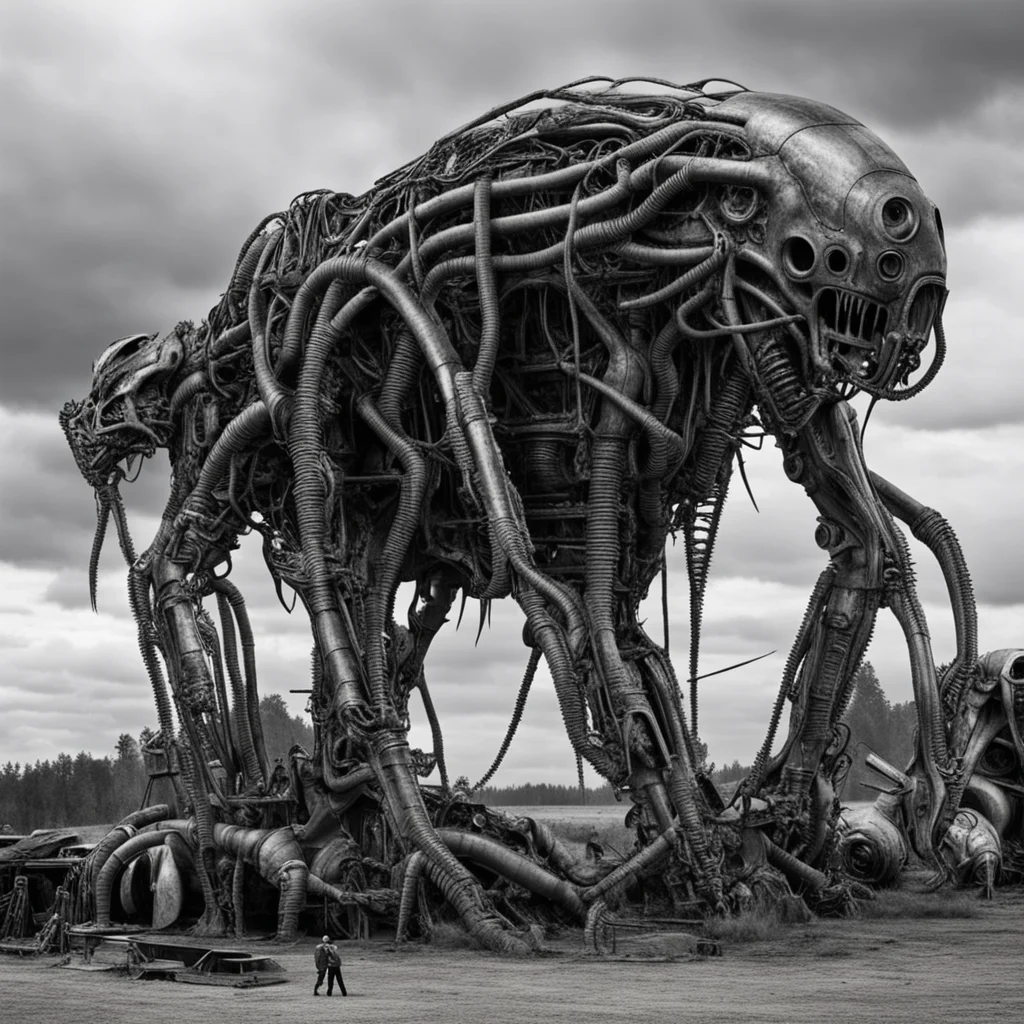 aihorrifying giger bio mechanical monster made with ww2 german aircrafts