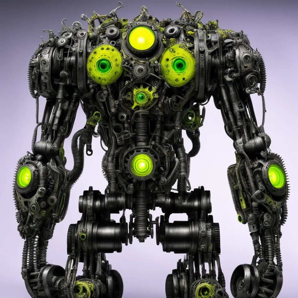 horrifying giger bio mechanical monster robots made with gears steampunk with glowing yellow green eyes good looking trending fantastic 1