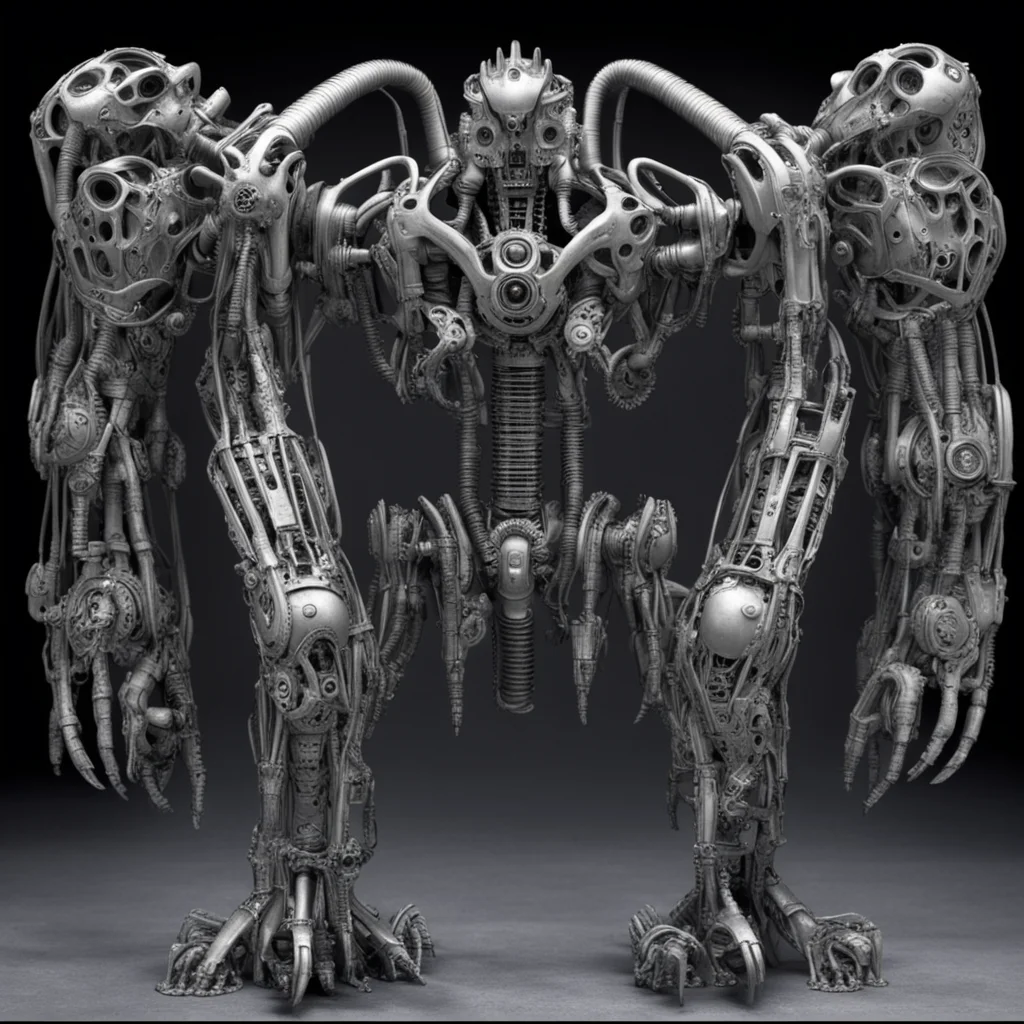 aihorrifying giger bio mechanical monster robots made with gears