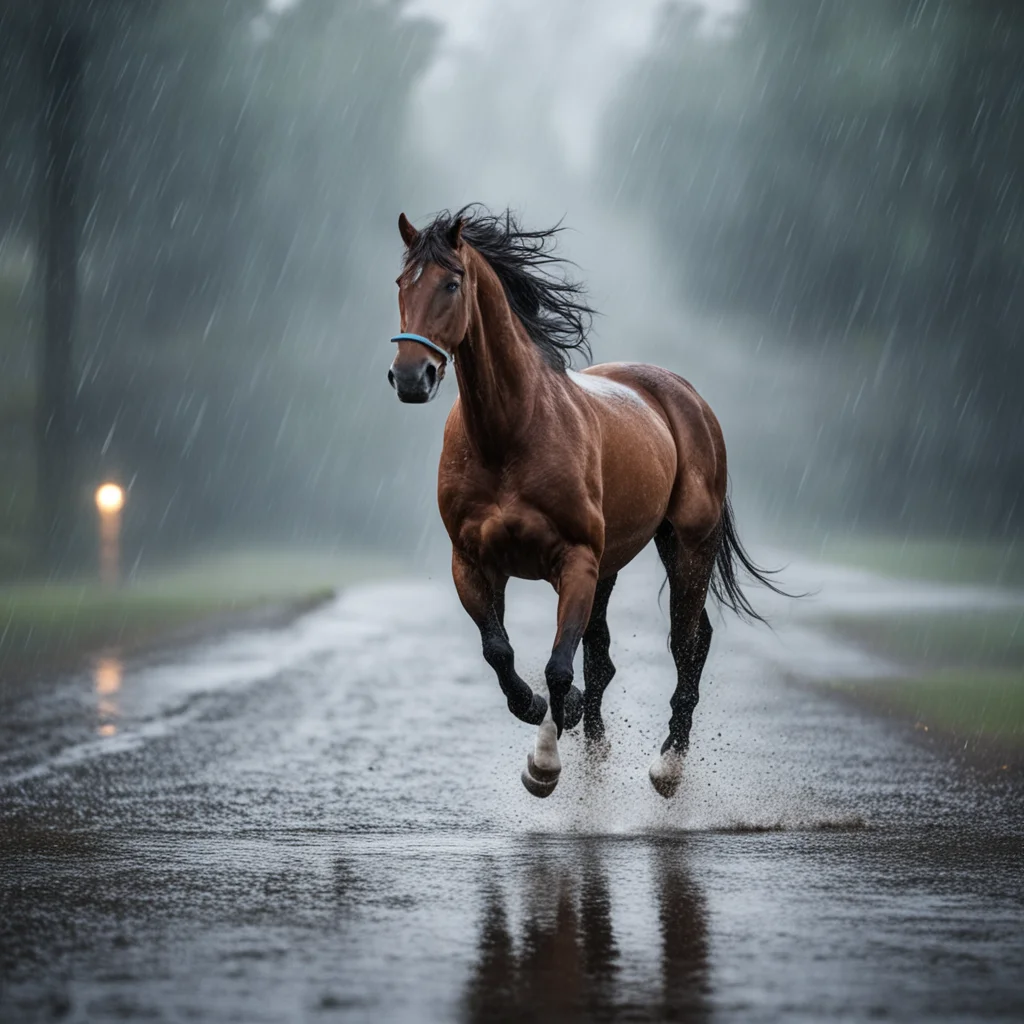 horse running in rainy evening  amazing awesome portrait 2